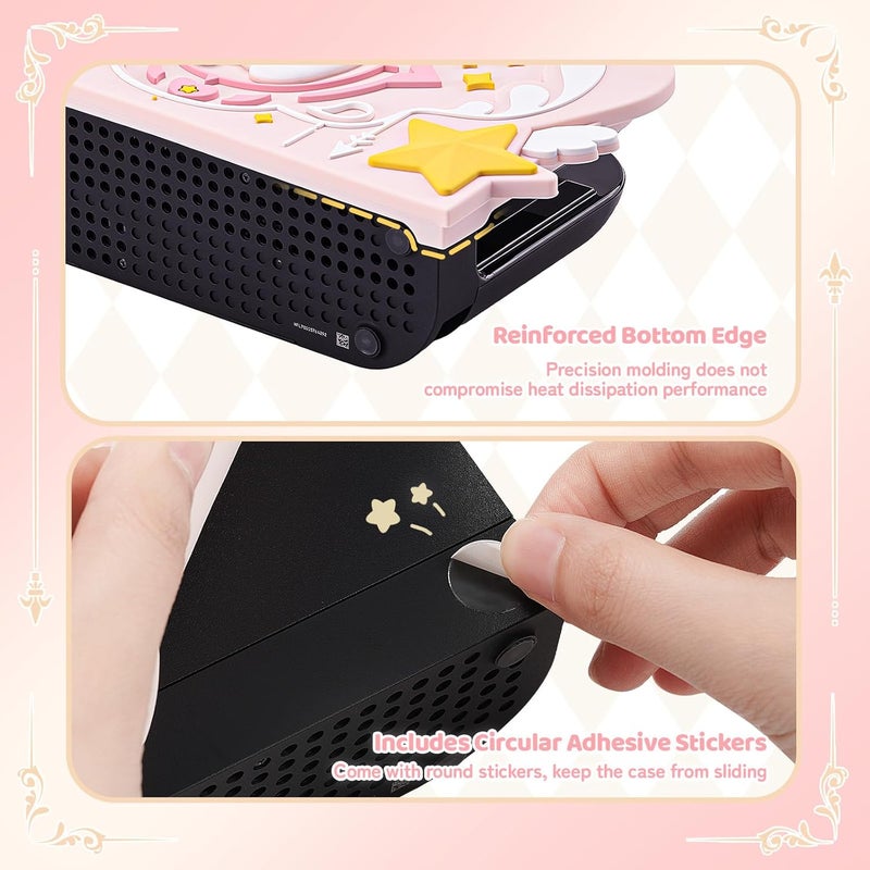 GEEKSHARE Soft Silicone Faceplate Cover Compatible with Nintendo Switch 2 Charging Dock, Star Wings Series Soft Faceplate Protector - Anti-Scratch Dock Cover with Precise Cutouts (Pink) - Image 4